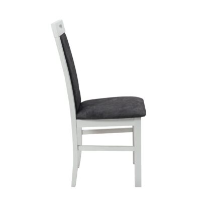 Scaun din lemn masiv de fag tapitat cu stofa S-38 Nilo9 B24Z, alb - imagine 4