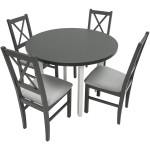 Set masa Living Poli2 Bialy/Grafit cu 4 scaune Nilo10 Grafit 16X, lemn masiv/stofa/pal - imagine 3