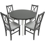 Set masa Living Poli2 Bialy/Grafit cu 4 scaune Nilo10 Grafit 16X, lemn masiv/stofa/pal - imagine 4
