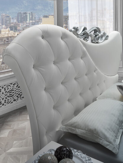 Dormitor Brielle , alb, pat 180x200 cm, dulap cu 2 usi culisante, 2 noptiere, comoda - imagine 2