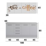 Set Bucatarie Alfa cu Print, 180 cm, Alb/Ceai - imagine 3