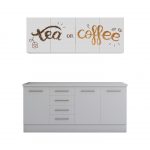 Set Bucatarie Alfa cu Print, 180 cm, Alb/Ceai - imagine 2