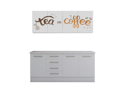 Set Bucatarie Alfa cu Print, 180 cm, Alb/Ceai - imagine 2