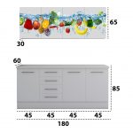 Set Bucatarie Alfa cu Print, 180 cm, Alb/Fructe - imagine 3