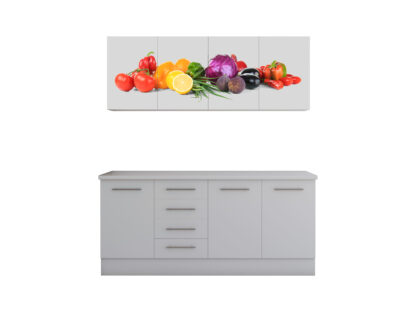 Set Bucatarie Alfa cu Print, 180 cm, Alb/Legume - imagine 2