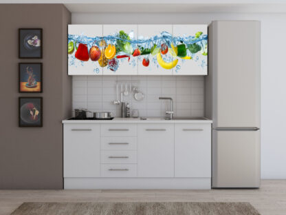 Set Bucatarie Alfa cu Print, 180 cm, Alb/Fructe