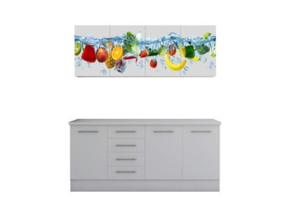 Set Bucatarie Alfa cu Print, 180 cm, Alb/Fructe - imagine 2
