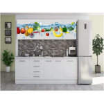 Set Bucatarie Alfa cu Print, 260 cm, Alb/Fructe - imagine 2