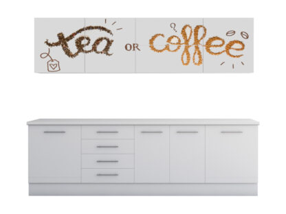 Set Bucatarie Alfa cu Print, 260 cm, Alb/Ceai - imagine 3