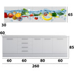 Set Bucatarie Alfa cu Print, 260 cm, Alb/Fructe - imagine 4