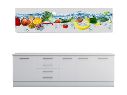 Set Bucatarie Alfa cu Print, 260 cm, Alb/Fructe - imagine 3