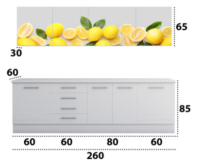 Set Bucatarie Alfa cu Print, 260 cm, Alb/Lamaie - imagine 4