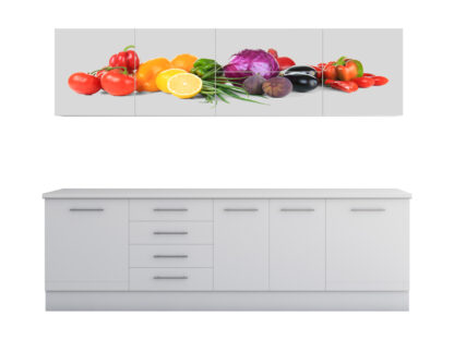 Set Bucatarie Alfa cu Print, 260 cm, Alb/Legume - imagine 3
