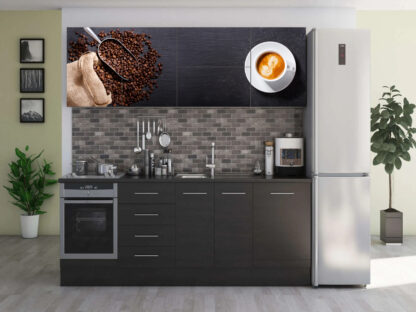 Set Bucatarie Alfa cu Print, 260 cm, Wenge/Cafea