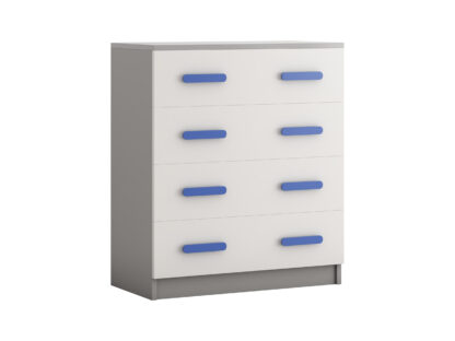 Comoda Didi, alb/albastru, 80x93x40 cm, 4 sertare