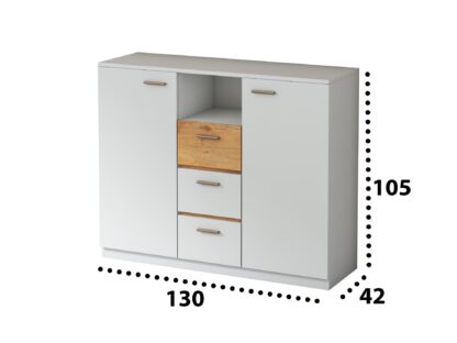 Set Dormitor Effect, Alb, Dulap 200 cm, Pat 160x200 cm, 2 noptiere, comoda - imagine 6