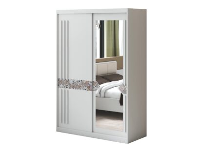 Set Dormitor Atena, Alb, Dulap 150 cm, Pat 160x200 cm, 2 noptiere, comoda - imagine 5