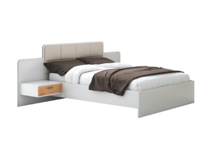 Set Dormitor Effect, Alb, Dulap 200 cm, Pat 160x200 cm, 2 noptiere, comoda - imagine 4