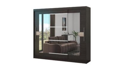 Dressing Dome D02-24, Wenge, 240x216x58 cm, 3 usi culisante - imagine 2