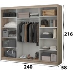 Dressing Dome D04-24, Sonoma, 240x216x58 cm, 3 usi culisante - imagine 3