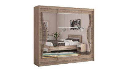 Dressing Dome D06-24, Sonoma, 240x216x58 cm, 3 usi culisante - imagine 2