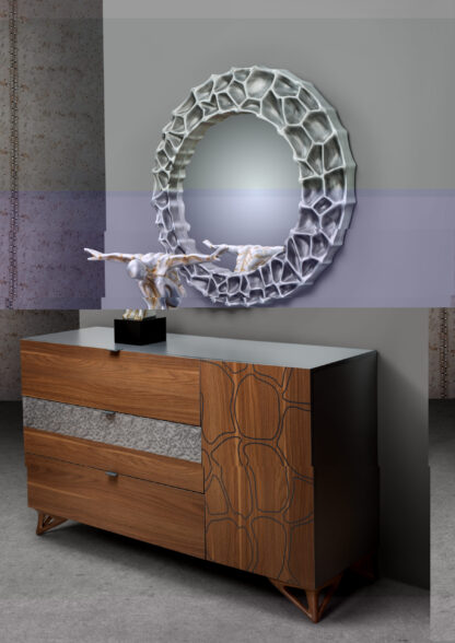 Dormitor Mercury, nuc/antracit, pat 160x200 cm, dulap cu 2 usi culisante, 2 noptiere - imagine 3