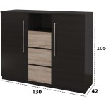 Set Dormitor Dome 5-20, Wenge, Dulap 200 cm, Pat 160×200 cm, 2 noptiere, comoda - imagine 10