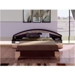 Set Dormitor Dome 5-20, Wenge, Dulap 200 cm, Pat 160×200 cm, 2 noptiere, comoda - imagine 3