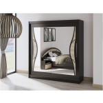 Set Dormitor Dome 5-20, Wenge, Dulap 200 cm, Pat 160×200 cm, 2 noptiere, comoda - imagine 6