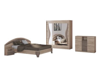 Set Dormitor Dome 6-20, Sonoma, Dulap 200 cm, Pat 160×200 cm, 2 noptiere, comoda - imagine 2