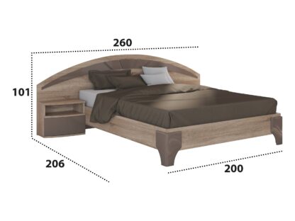 Set Dormitor Dome 6-20, Sonoma, Dulap 200 cm, Pat 160×200 cm, 2 noptiere, comoda - imagine 5