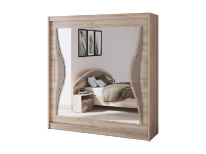 Set Dormitor Dome 6-20, Sonoma, Dulap 200 cm, Pat 160×200 cm, 2 noptiere, comoda - imagine 7