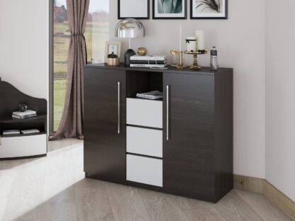 Set Dormitor Dome 7-20,  Wenge, Dulap 200 cm, Pat 160×200 cm, 2 noptiere, comoda - imagine 10