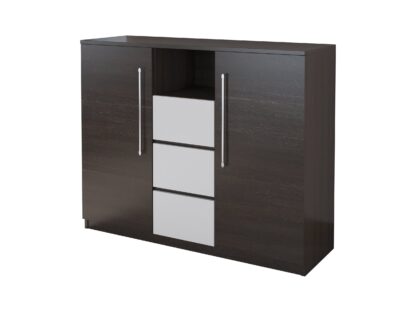 Set Dormitor Dome 7-20,  Wenge, Dulap 200 cm, Pat 160×200 cm, 2 noptiere, comoda - imagine 11