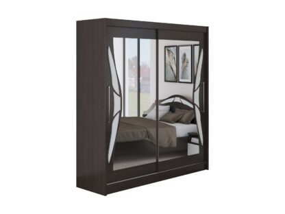 Set Dormitor Dome 7-20,  Wenge, Dulap 200 cm, Pat 160×200 cm, 2 noptiere, comoda - imagine 8