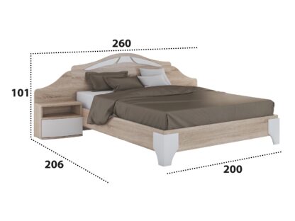 Set Dormitor Dome 8-20, Sonoma, Dulap 200 cm, Pat 160×200 cm, 2 noptiere, comoda - imagine 6