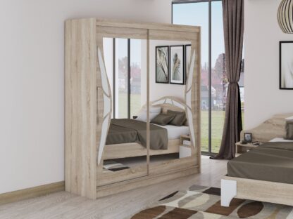 Set Dormitor Dome 8-20, Sonoma, Dulap 200 cm, Pat 160×200 cm, 2 noptiere, comoda - imagine 7