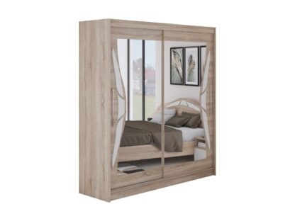 Set Dormitor Dome 8-20, Sonoma, Dulap 200 cm, Pat 160×200 cm, 2 noptiere, comoda - imagine 8