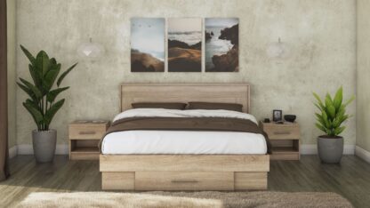 Pat Beta cu Noptiere, Sonoma, 140x200 cm