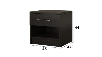 Set Dormitor Dome 2-20, Wenge, Dulap 200 cm, Pat 160×200 cm, 2 noptiere, comoda - imagine 10