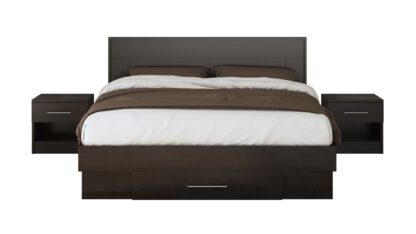 Pat Beta cu Noptiere, Wenge, 140x200 cm - imagine 3