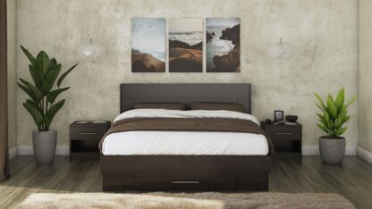 Pat Beta cu Noptiere, Wenge, 140x200 cm