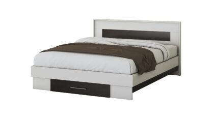 Pat Beta cu Noptiere, Alb/Wenge, 140x200 cm - imagine 3