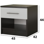 Noptiera Beta, Wenge/Alb, 45x44x42 cm - imagine 2