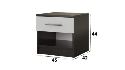 Pat Beta cu Noptiere, Wenge/Alb, 140x200 cm - imagine 5
