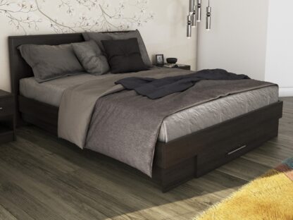 Pat Beta cu Saltea si Noptiere, Wenge, 160x200 cm - imagine 7