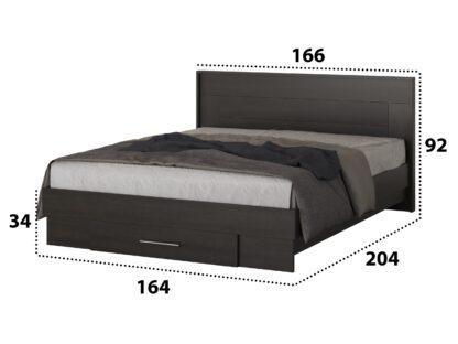 Pat Beta cu Saltea si Noptiere, Wenge, 160x200 cm - imagine 5