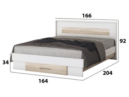 Pat Beta cu Noptiere, Alb/Sonoma, 160×200 cm - imagine 6