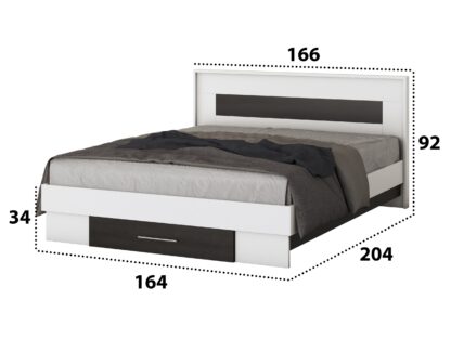 Pat Beta cu Noptiere, Alb/Wenge, 160x200 cm - imagine 4