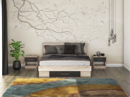 Pat Beta cu Noptiere, Sonoma/Wenge, 160x200 cm